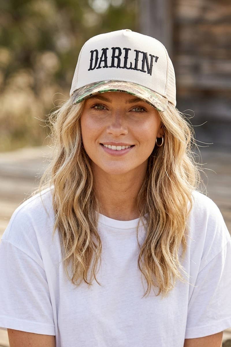 0420 Darlin Two Tone Mesh Snapback Hat SI-29743