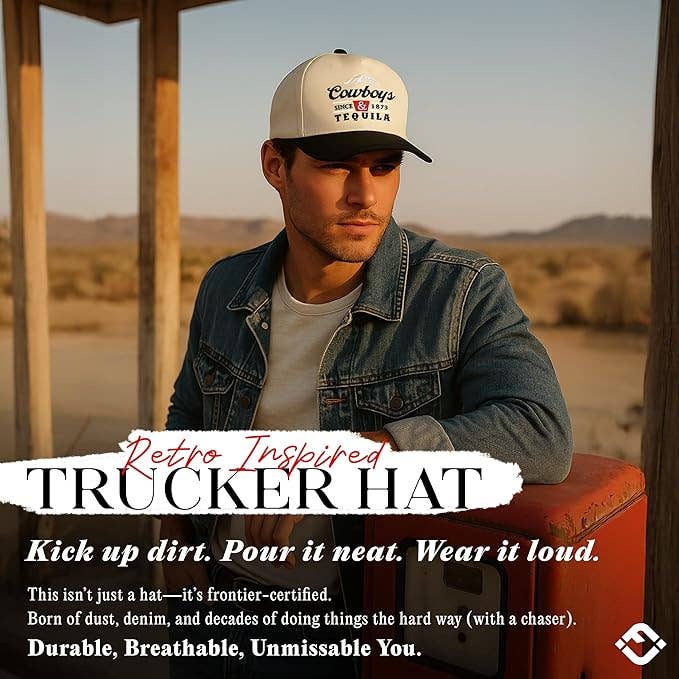 2-Tone Embroidered Cap - Cowboys and Tequila - Black/Beige