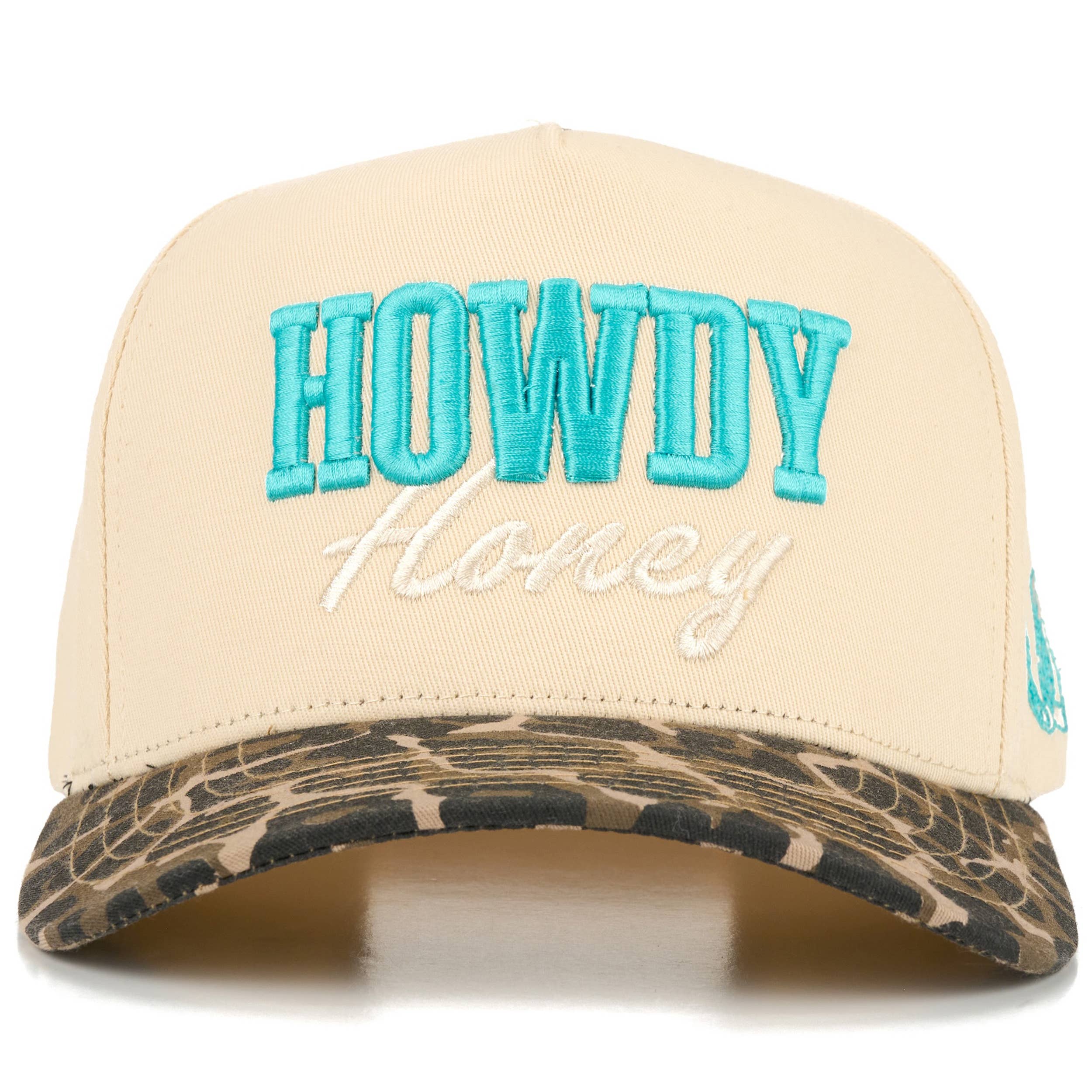 C.C HOWDY HONEY Letter Embroidered on Two Tone Trucker Hat