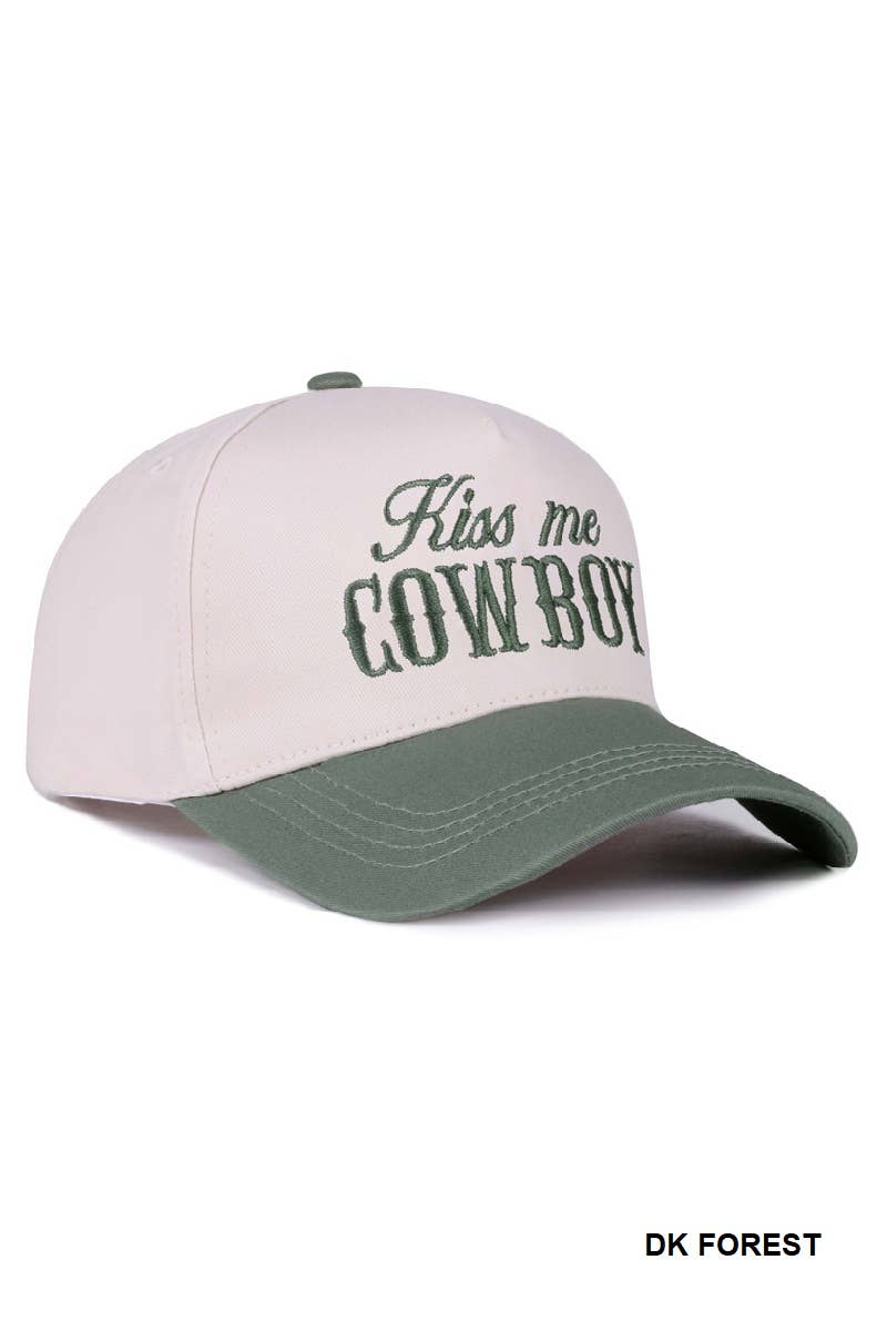 1014 Kiss Me Cowboy Two Tone Canvas Cotton Cap SI-28476