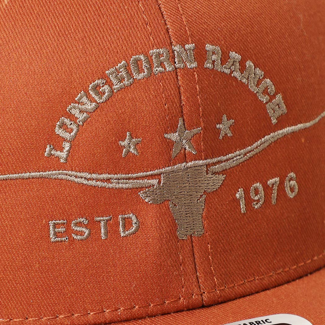 LONGHORN RANCH Embroidered Mid Profile Mesh Back Trucker Hat