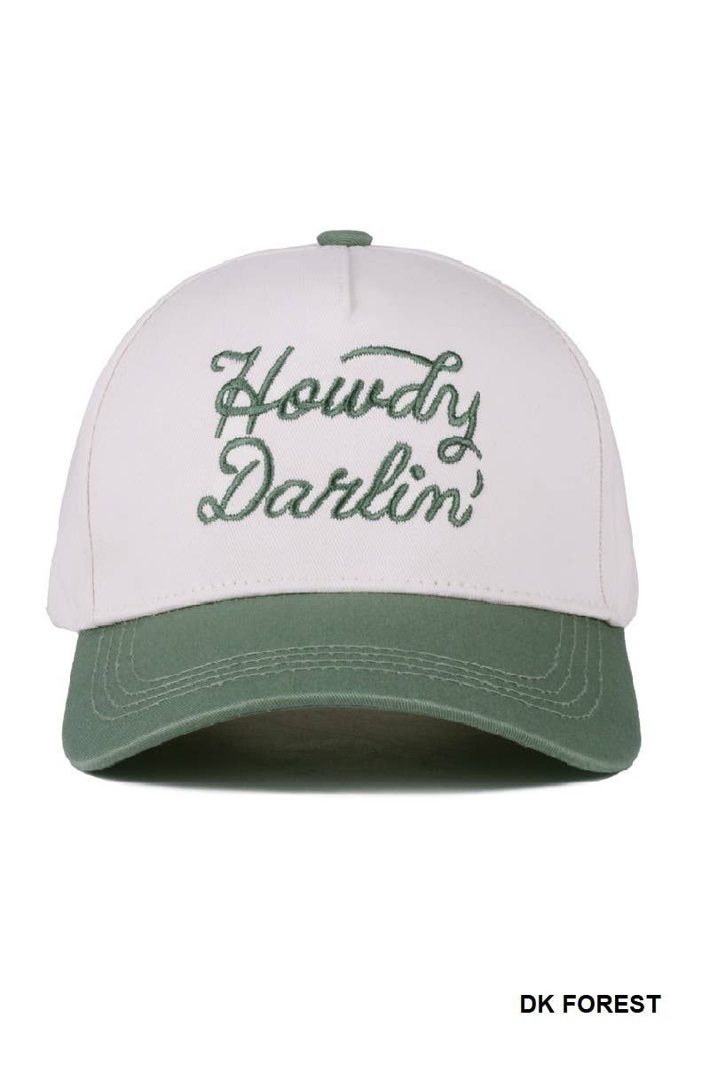 `Howdy Darlin Two Tone Canvas Cotton Cap Zenana Consgt.