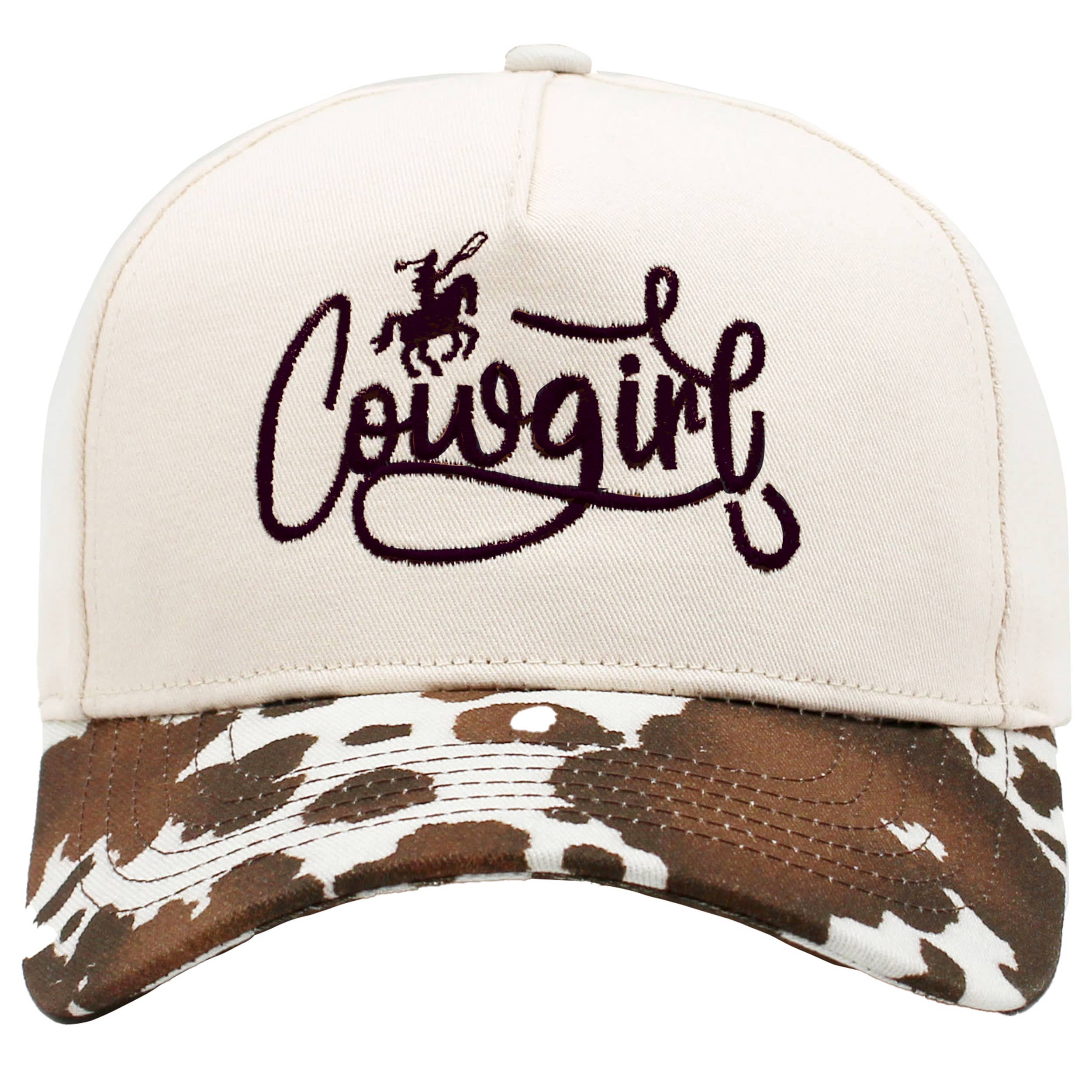 COW GIRL Embroidered Letter with Cow Pattern Baseball Cap