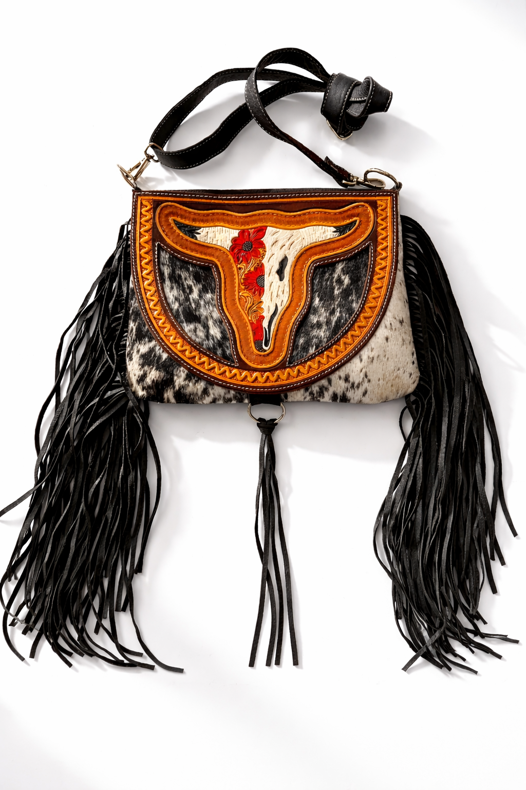 THE CAROLINE CROSSBODY steer longhorn - cowhide purse bag