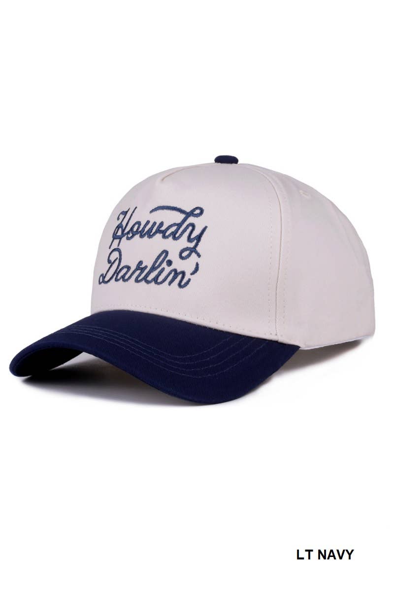 `Howdy Darlin Two Tone Canvas Cotton Cap Zenana Consgt.