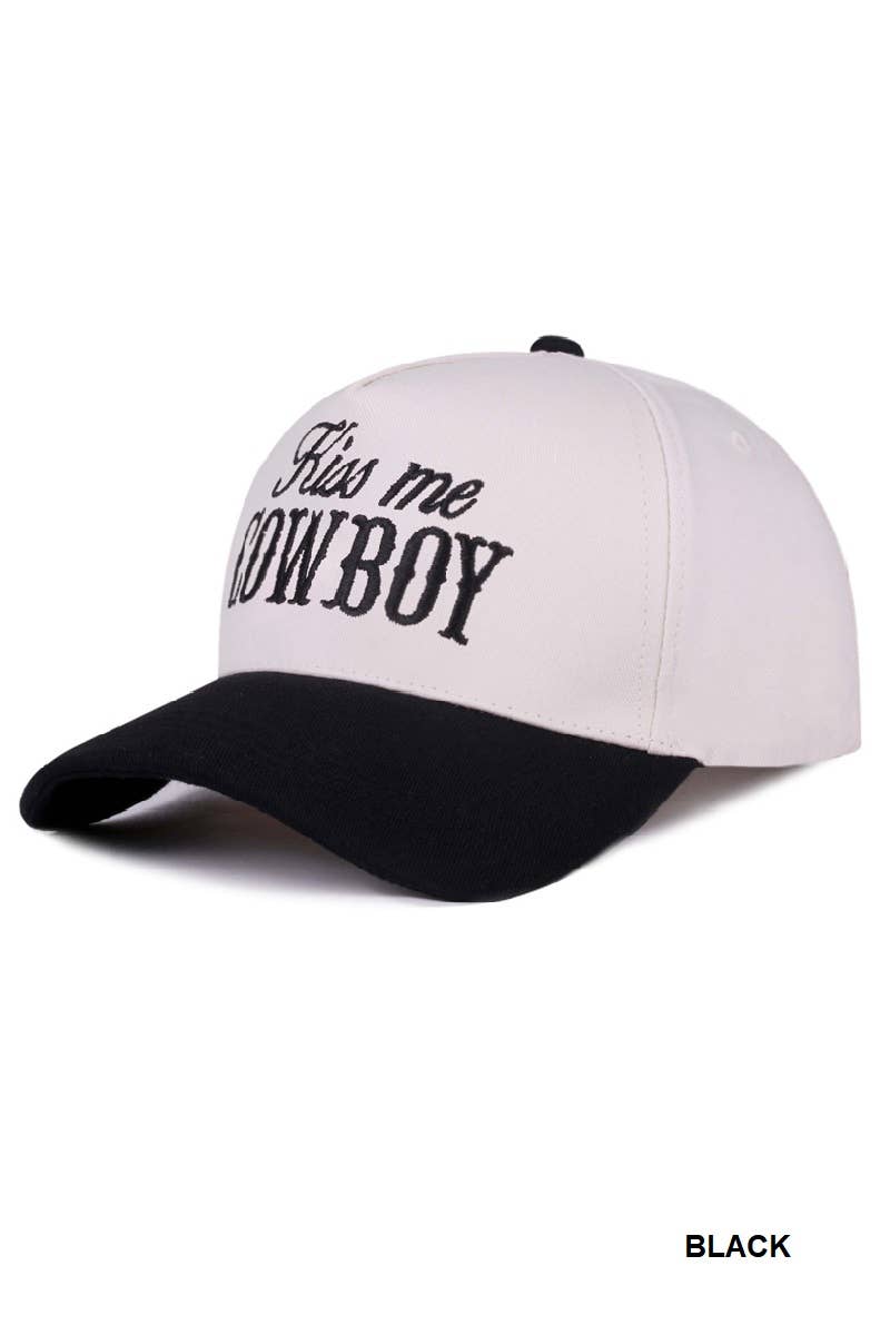 0731 Kiss Me Cowboy Two Tone Canvas Cotton Cap SI-28476