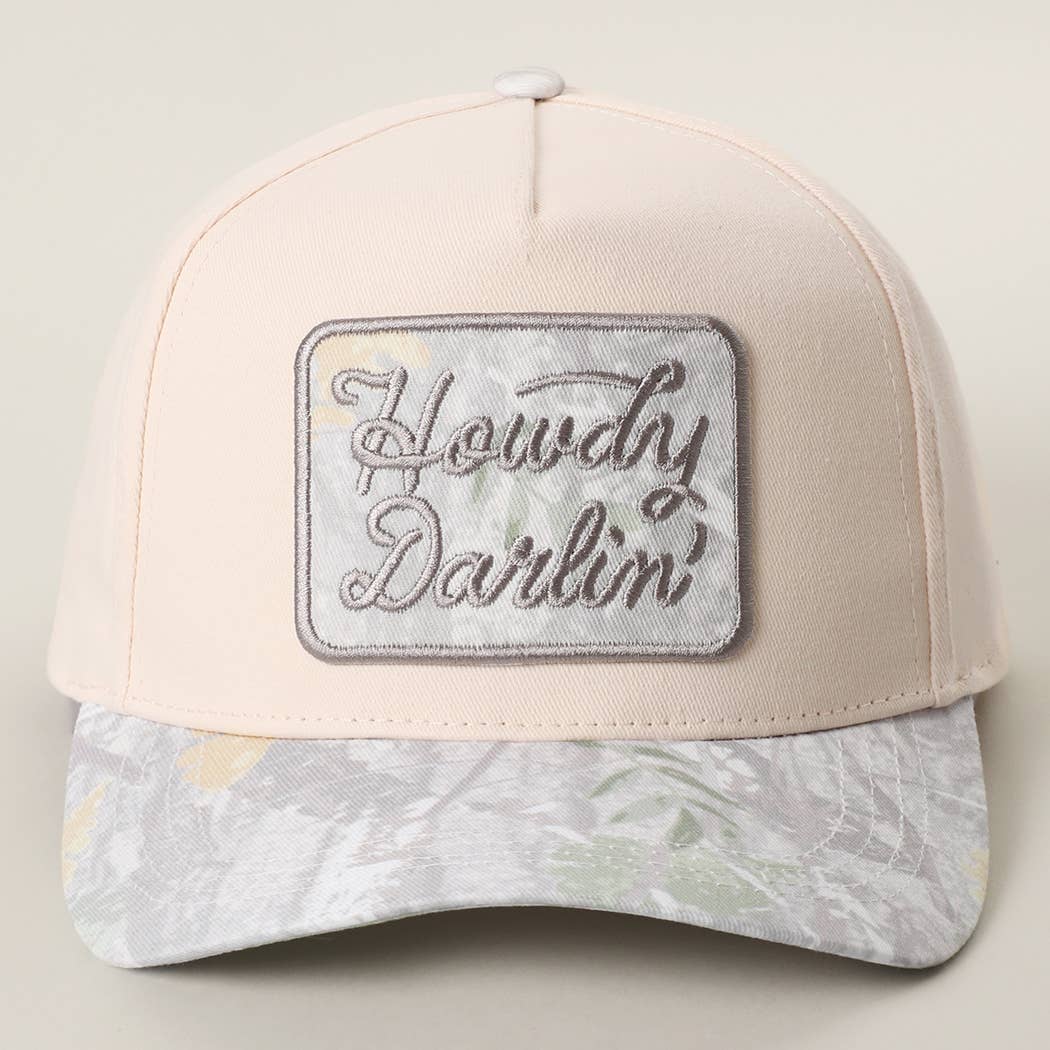 Howdy Darlin' Embroidered Patch Camo Baseball Cap