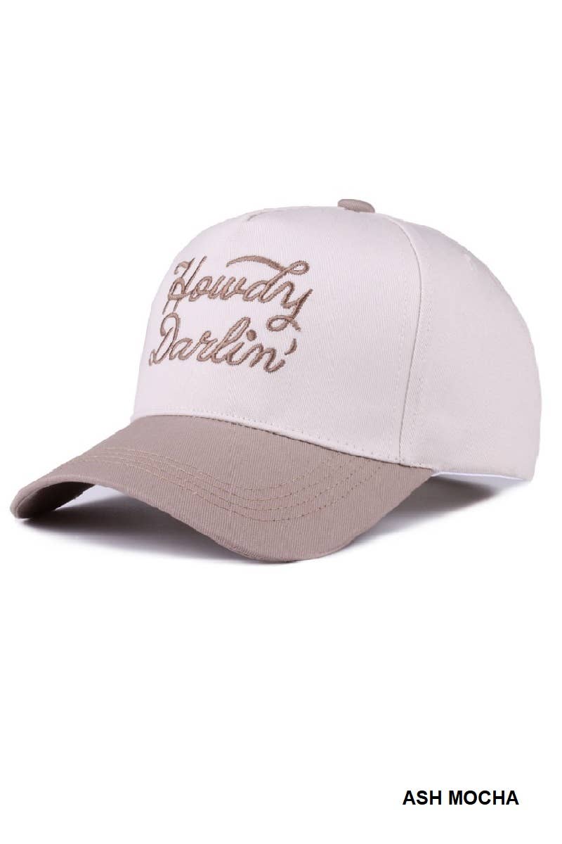 `Howdy Darlin Two Tone Canvas Cotton Cap Zenana Consgt.
