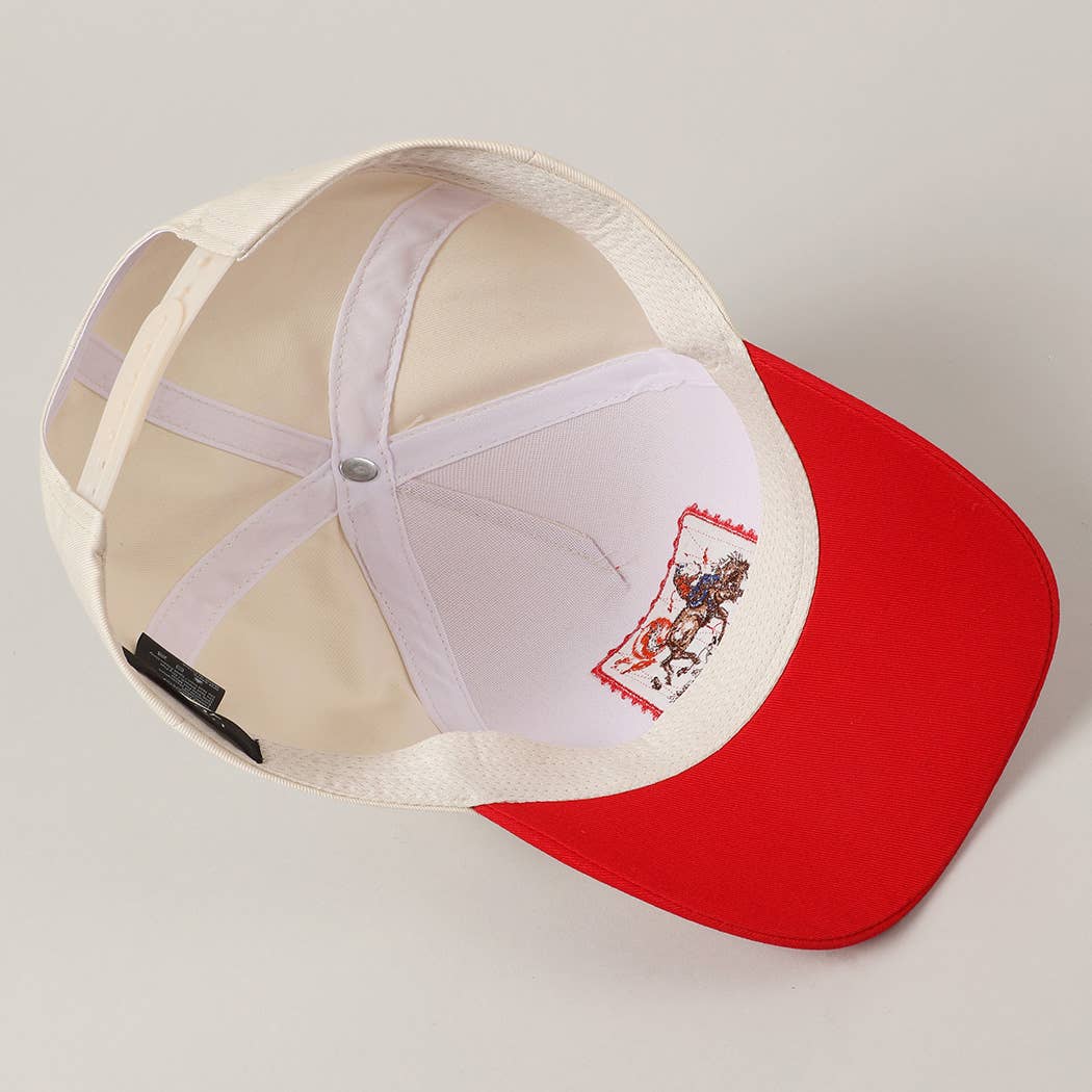 Detailed Cowboy Horse Embroidery Two-Tone Cap