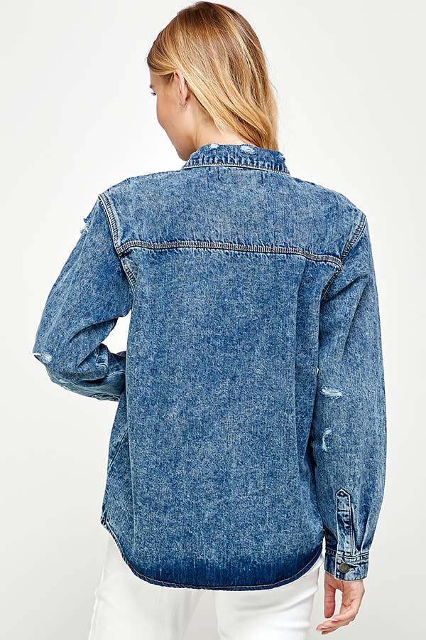 Long Sleeve Ladies Denim Shirts