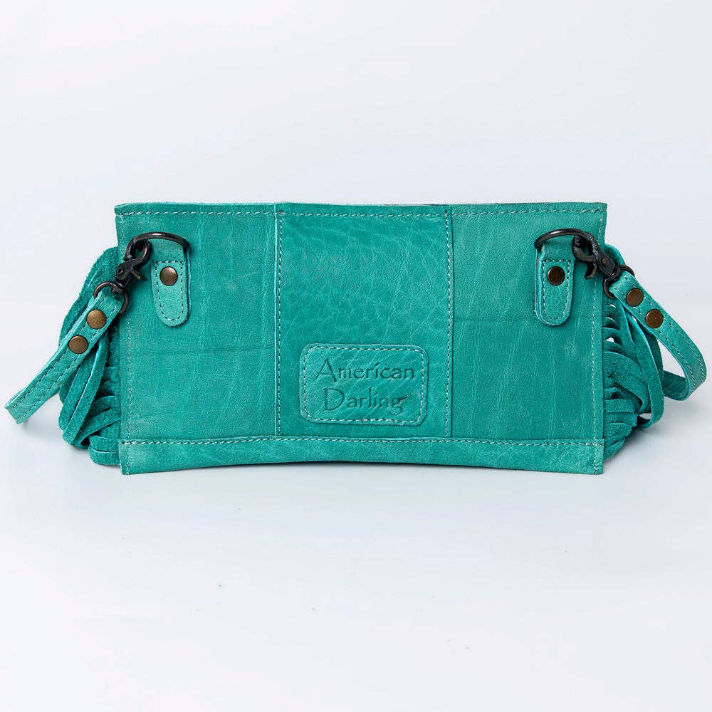 LC-ADBG924 Leather Crossbody with Hand-Tooled Floral Flap & Fringe