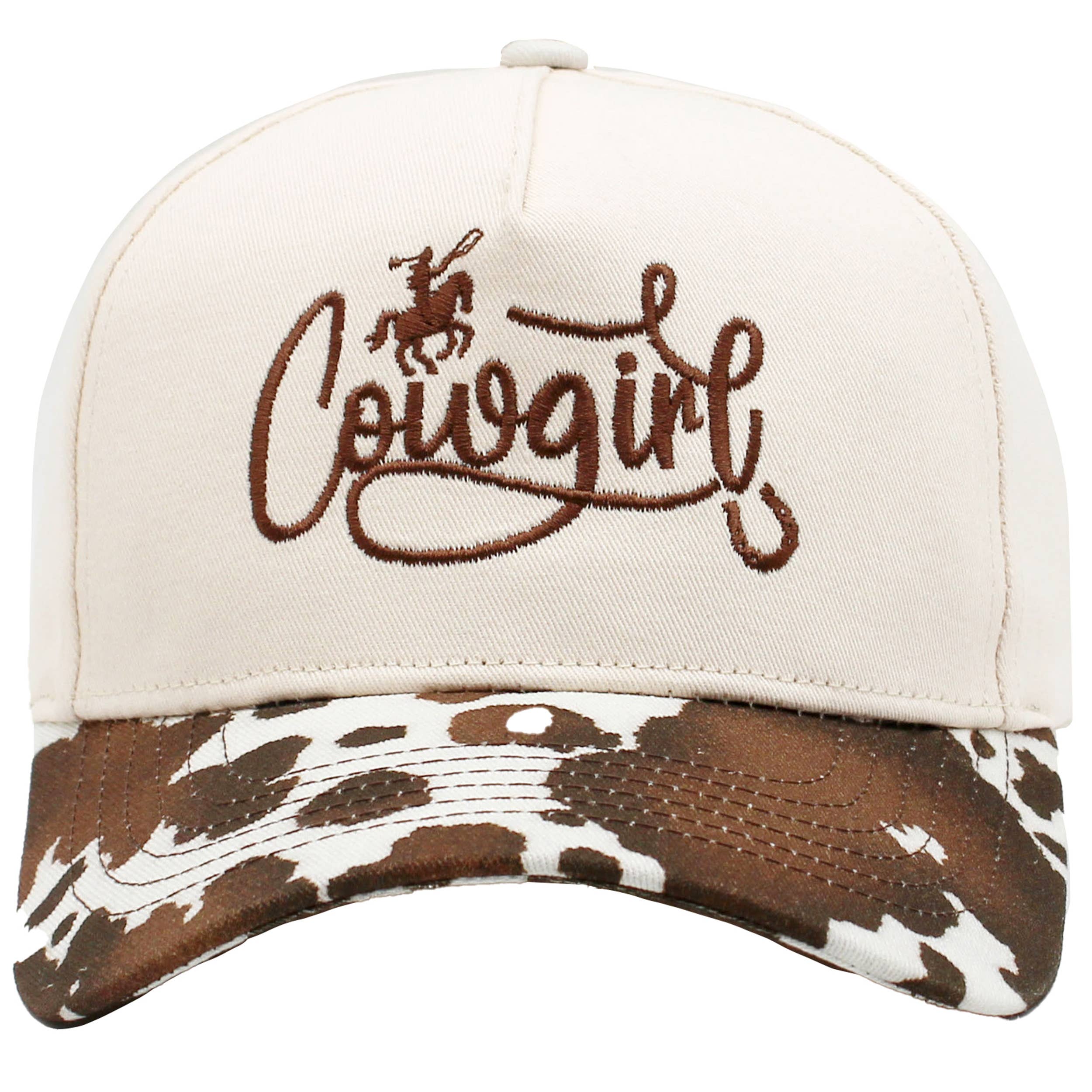 COW GIRL Embroidered Letter with Cow Pattern Baseball Cap