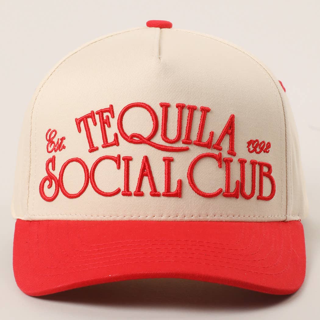 Tequila Social Club 3D Text Embroidery Two-Tone Trucker Hat