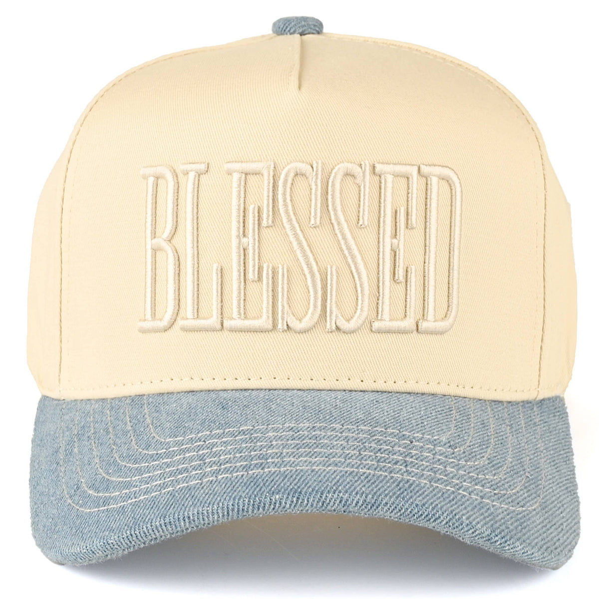 C.C BLESSED Letter Embroidered Two Tone Trucker Cap