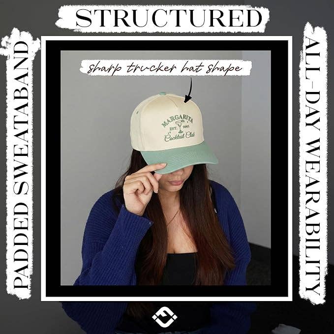 2 Tone Vintage Snapback Hat - Margarita Cocktail Club - Sage
