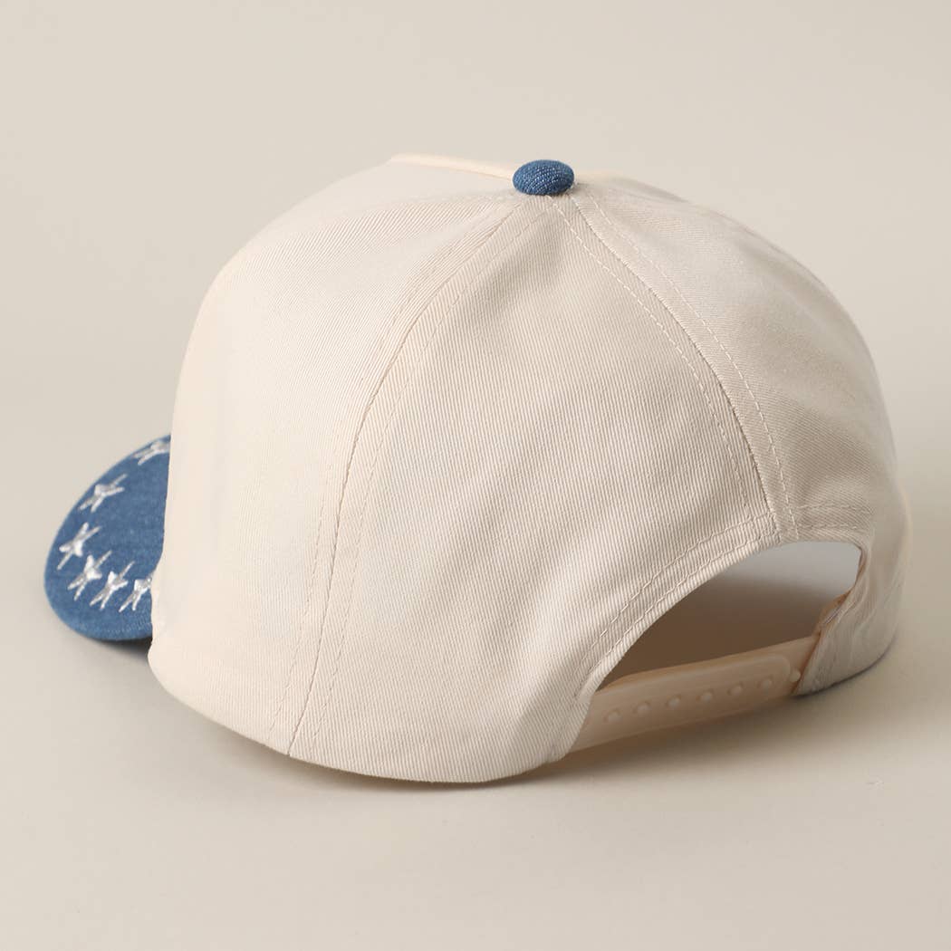 AMERICAN COWGIRL Embroidered Star Denim Trucker Hat