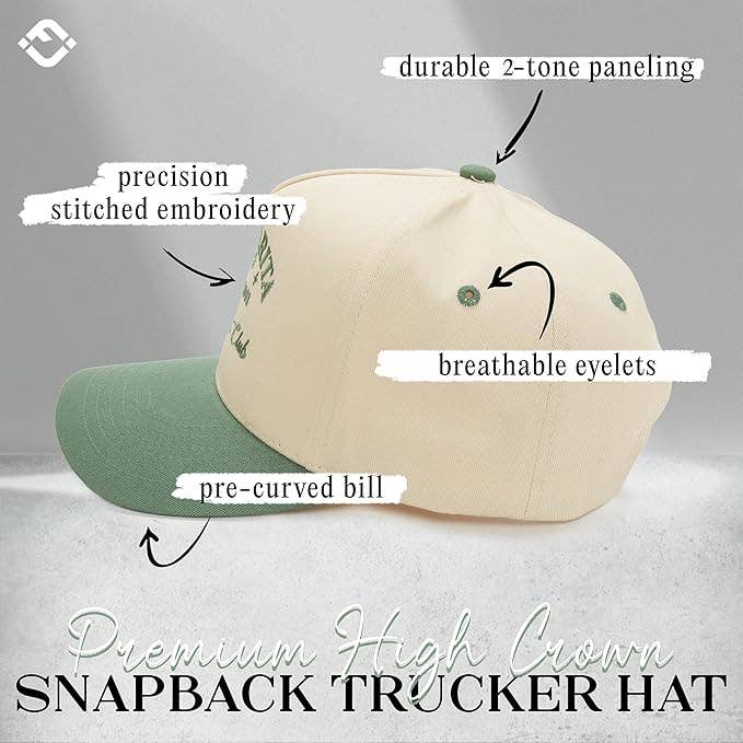 2 Tone Vintage Snapback Hat - Margarita Cocktail Club - Sage