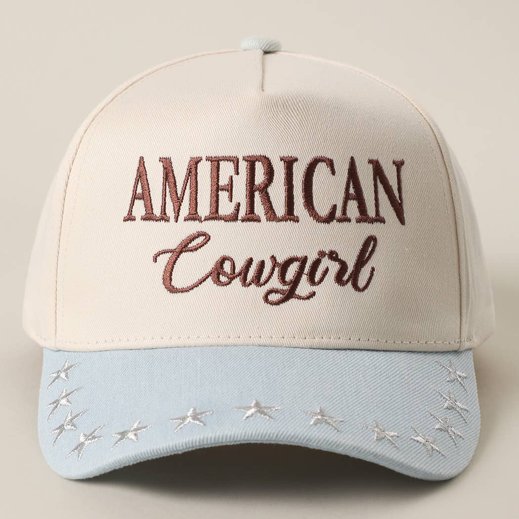 AMERICAN COWGIRL Embroidered Star Denim Trucker Hat