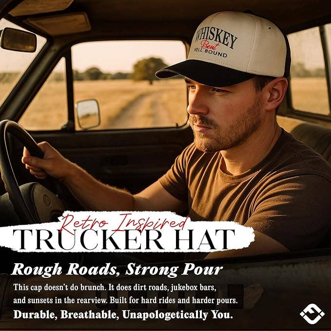 Two Tone Cap - Whiskey Bent Hell Bound - Black/Beige