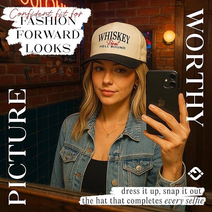Two Tone Cap -  Whiskey Bent Hell Bound - Black/Beige