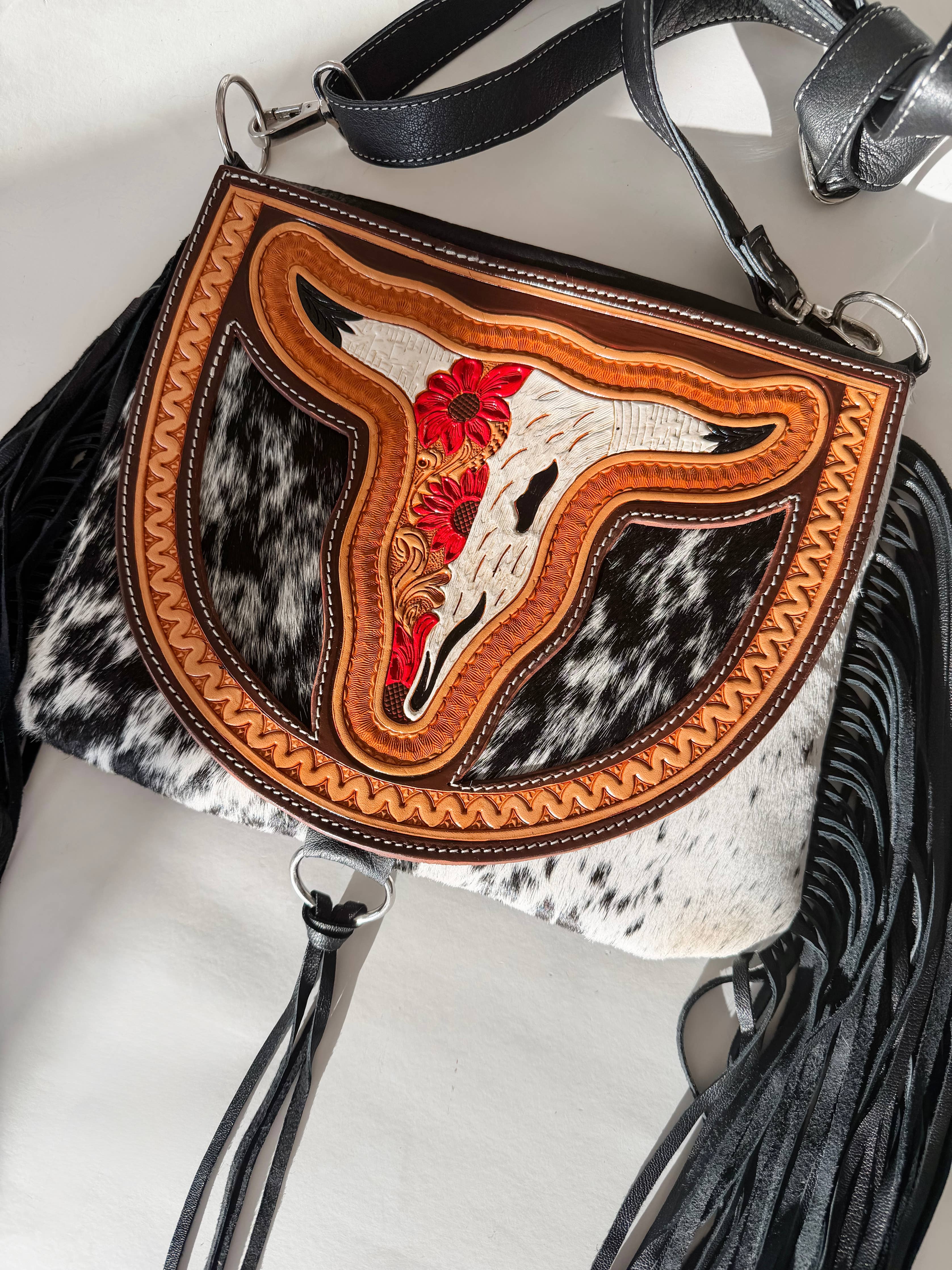THE CAROLINE CROSSBODY steer longhorn - cowhide purse bag