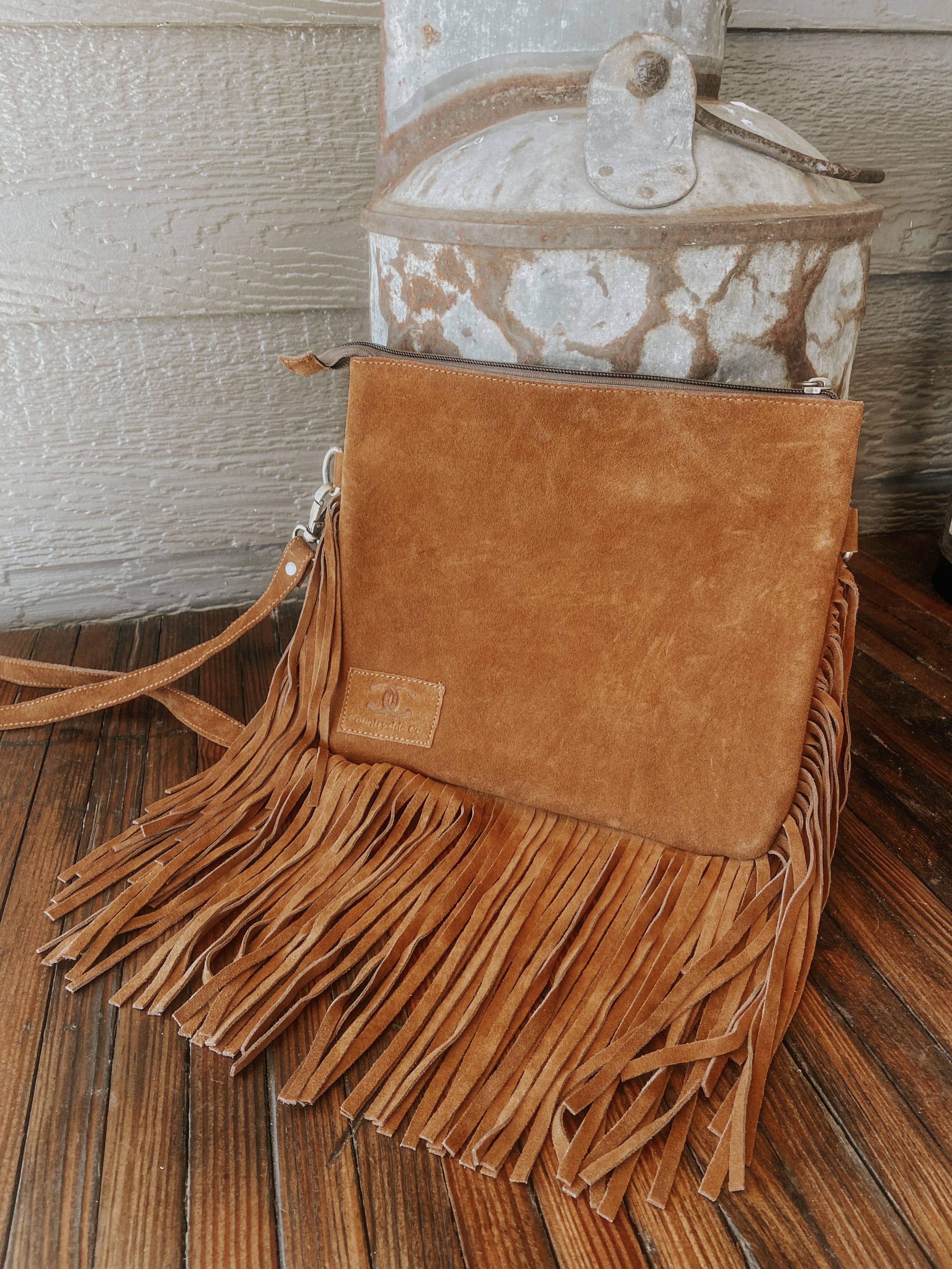 Chesney Patchwork Cowhide Fringe Western Purse