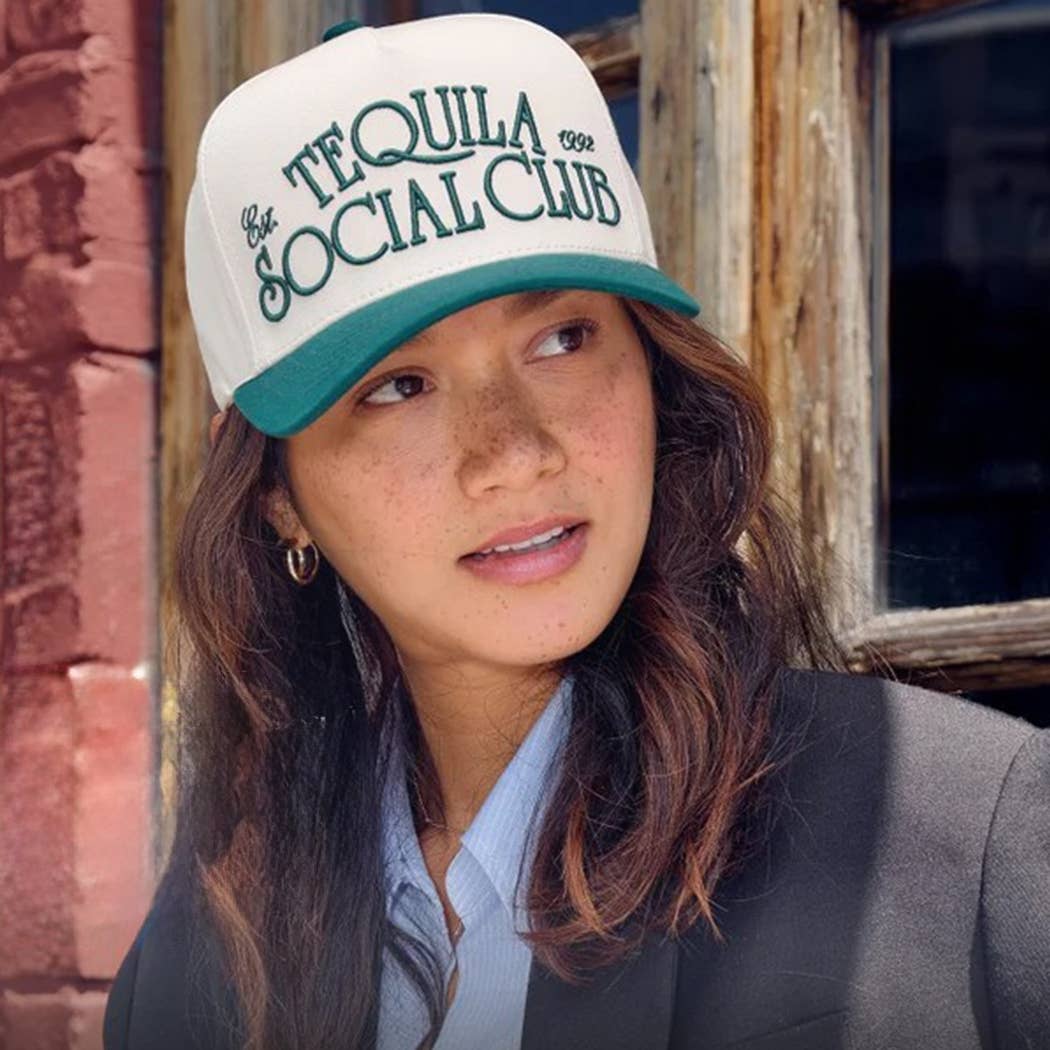 Tequila Social Club 3D Text Embroidery Two-Tone Trucker Hat