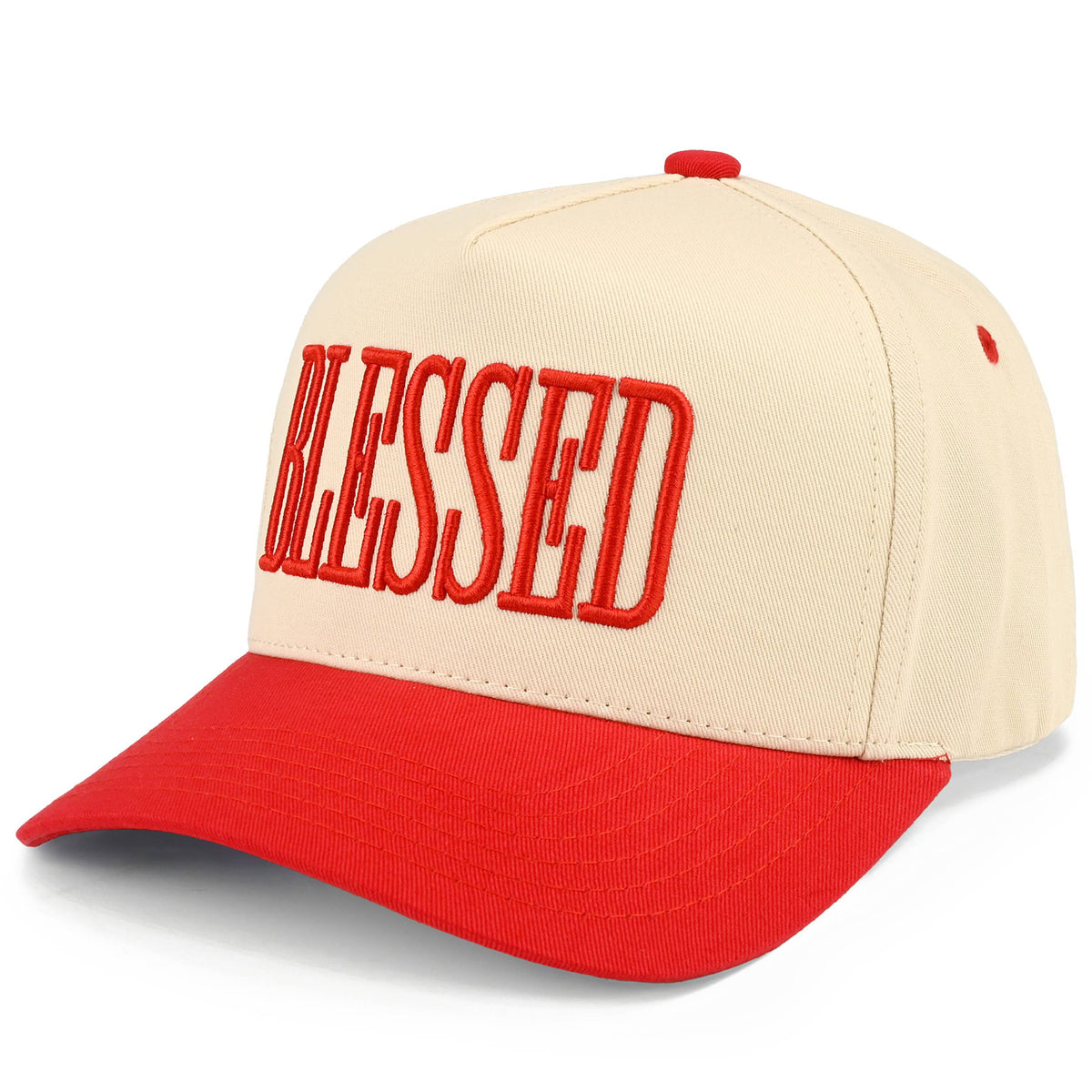 C.C BLESSED Letter Embroidered Two Tone Trucker Cap