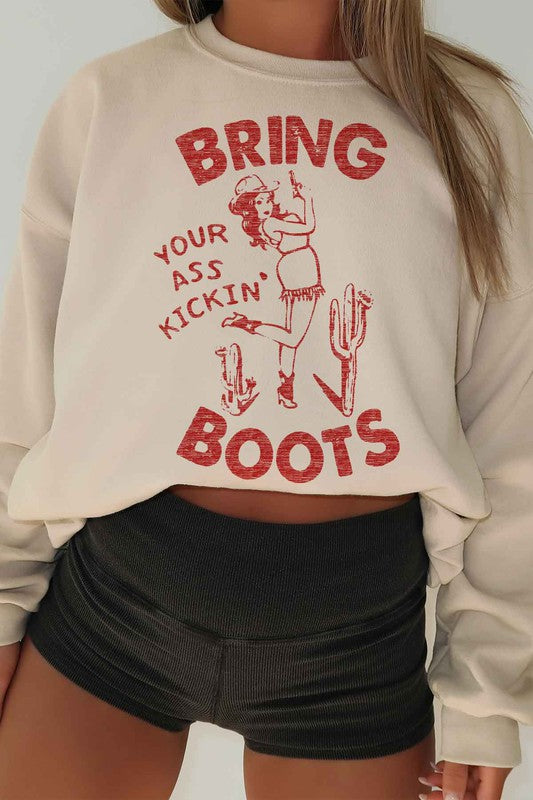 KICKIN BOOTS WESTERN COUNTRY OVERSIZED SWEATSHIRT