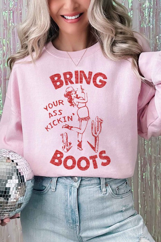 KICKIN BOOTS WESTERN COUNTRY OVERSIZED SWEATSHIRT