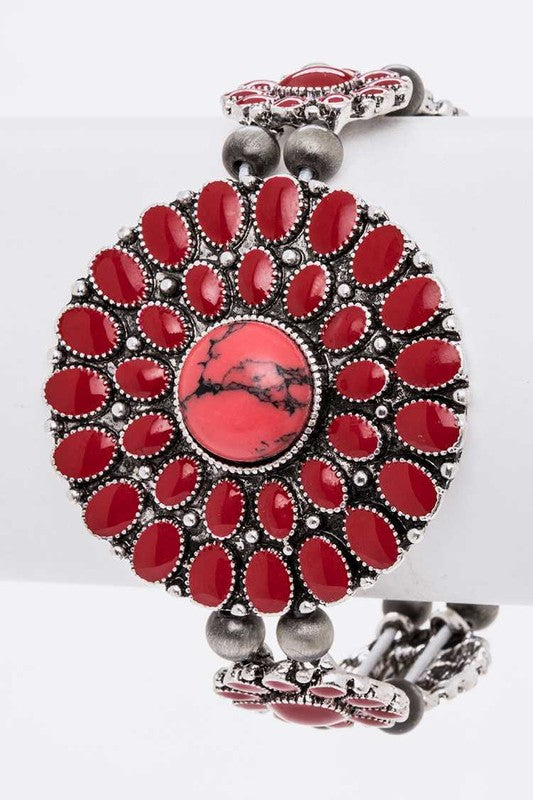 Flower Enamel Western Stretch Bracelet