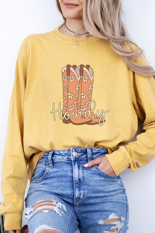 Howdy Cowboy Boot Country Western Graphic Tee