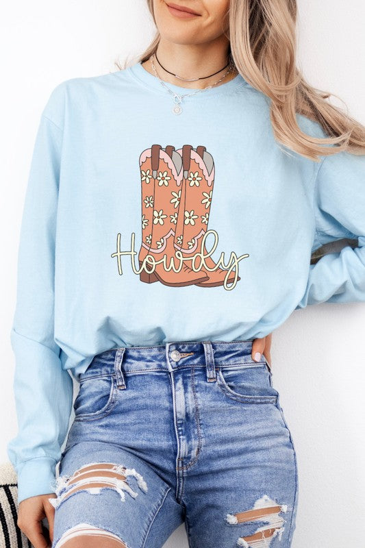 Howdy Cowboy Boot Country Western Graphic Tee