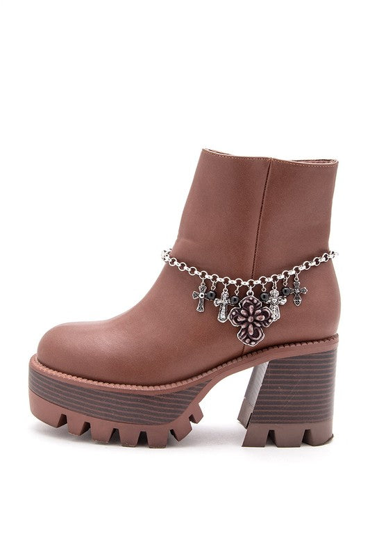 Mix Stone Cross Western Boot Charm