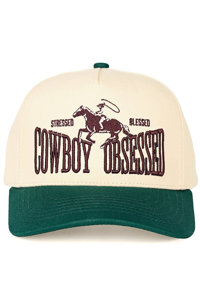 C.C COWBOY OBSESSED Embroidered Cotton Trucker Cap