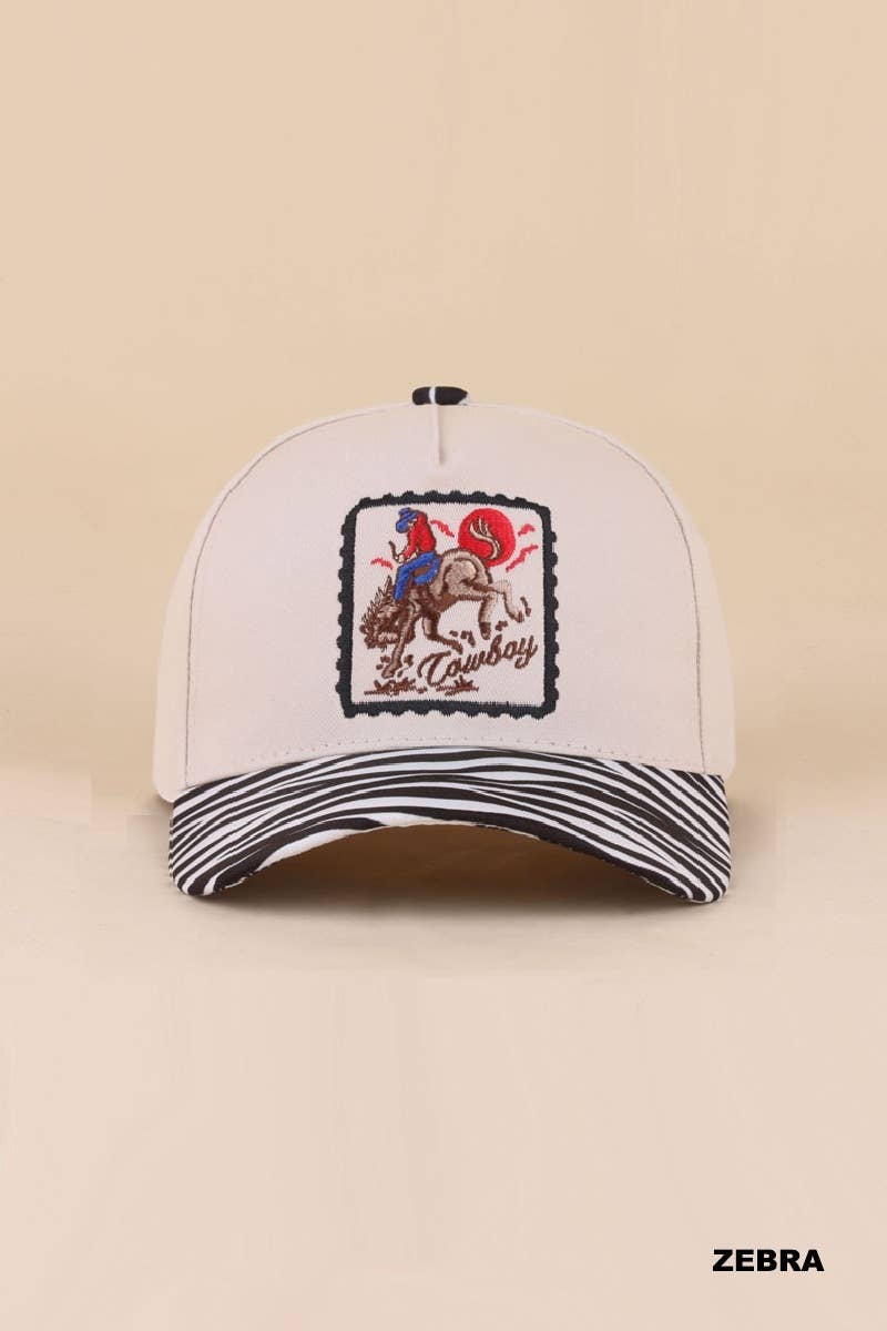 Cowboy Horse Two Tone Cotton Hat Zenana Consgt.