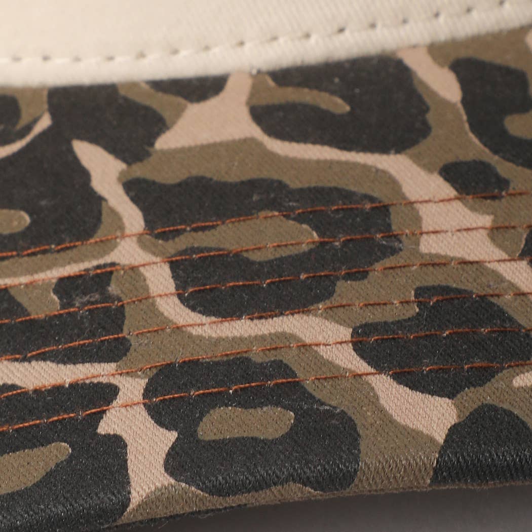 Two Tone Leopard Printed Canvas Trucker Hat