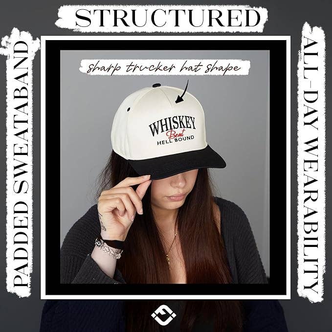 Two Tone Cap -  Whiskey Bent Hell Bound - Black/Beige