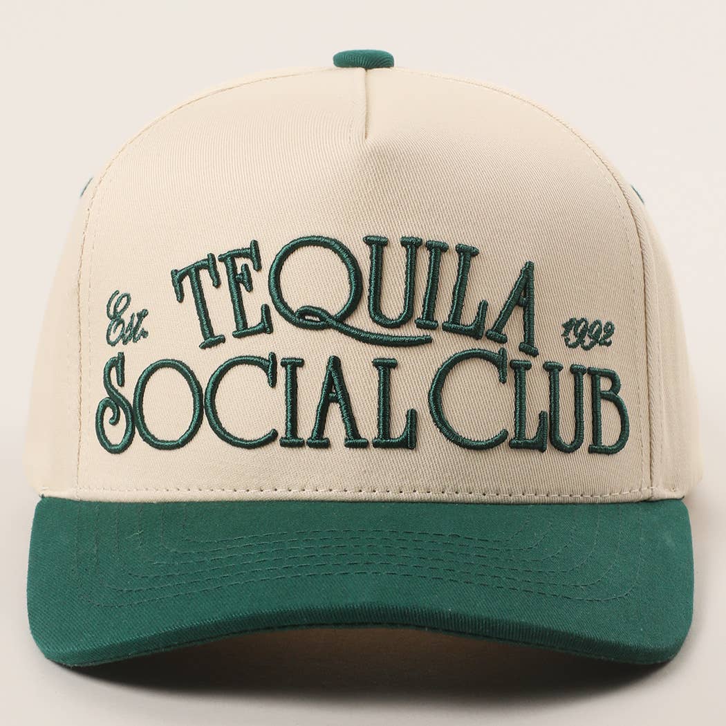 Tequila Social Club 3D Text Embroidery Two-Tone Trucker Hat