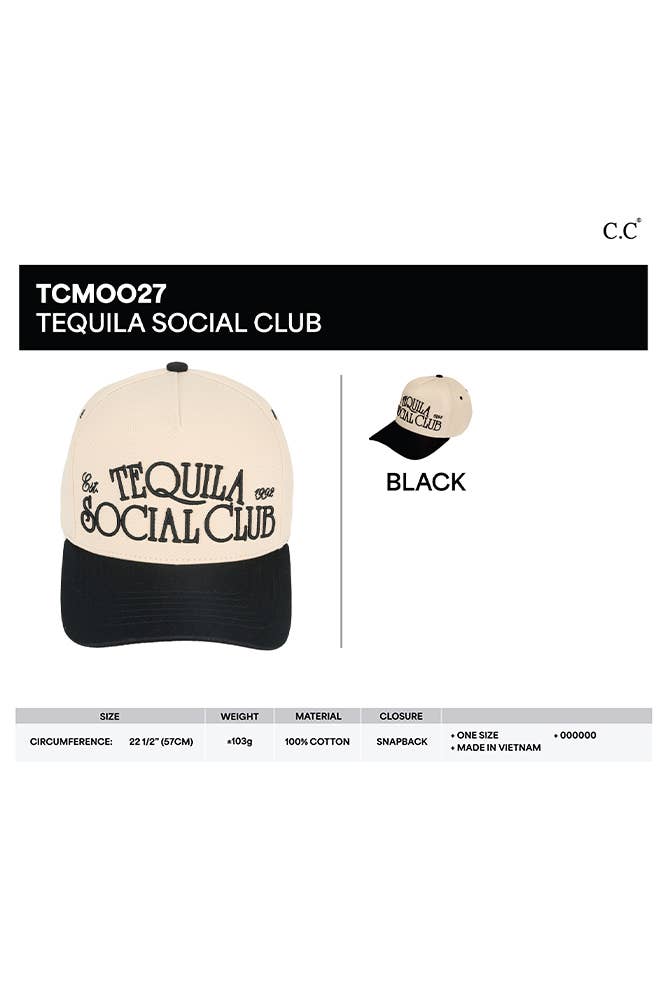 C.C TEQUILA SOCIAL CLUB Embroidered Trucker Cap