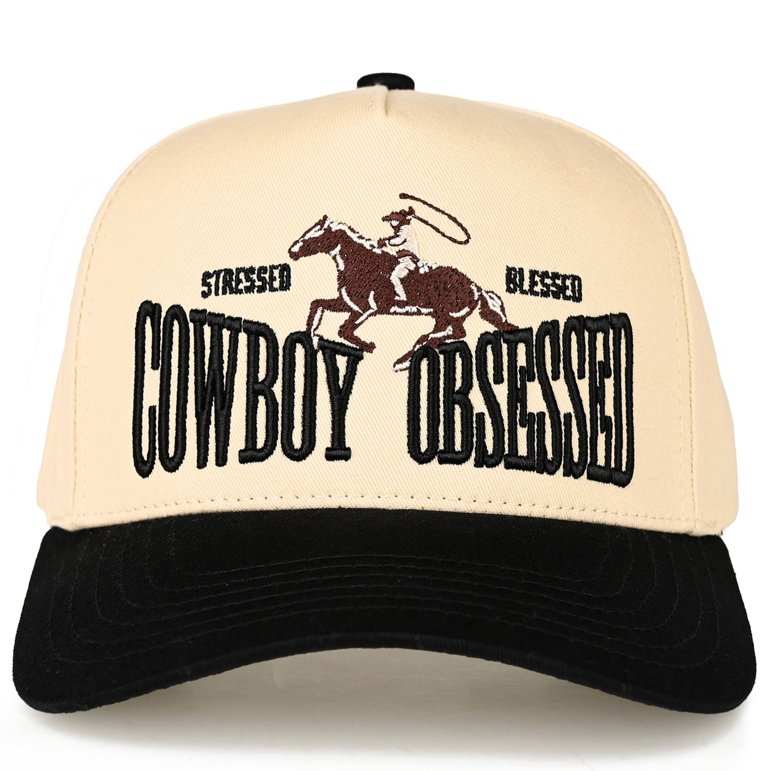 C.C COWBOY OBSESSED Embroidered Cotton Trucker Cap