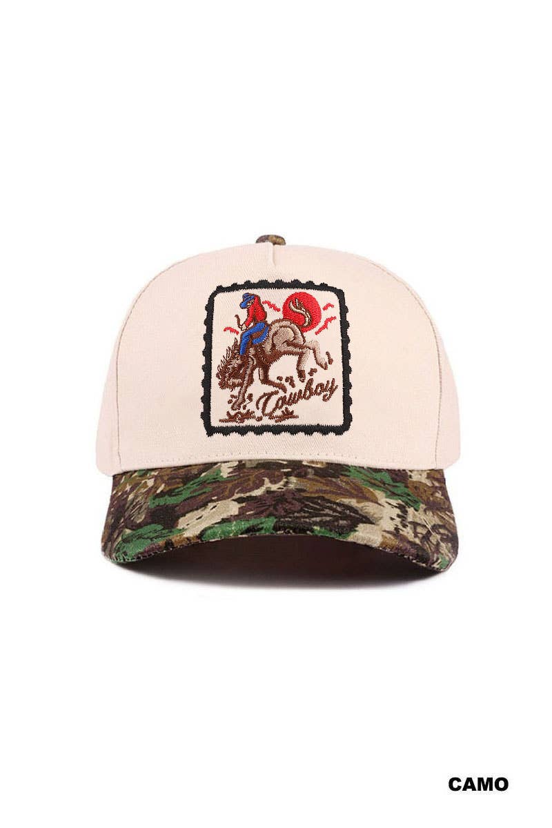 Cowboy Horse Two Tone Cotton Hat Zenana Consgt.