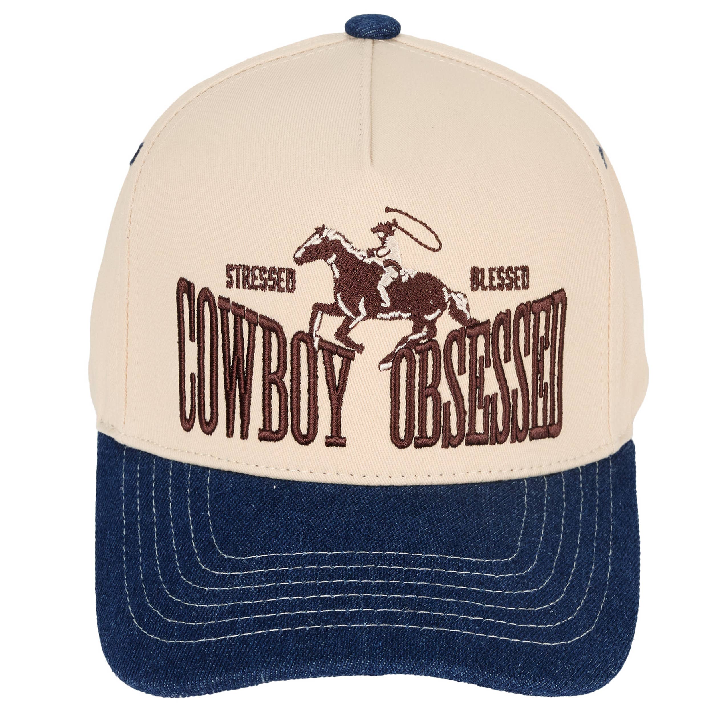 C.C COWBOY OBSESSED Embroidered Cotton Trucker Cap