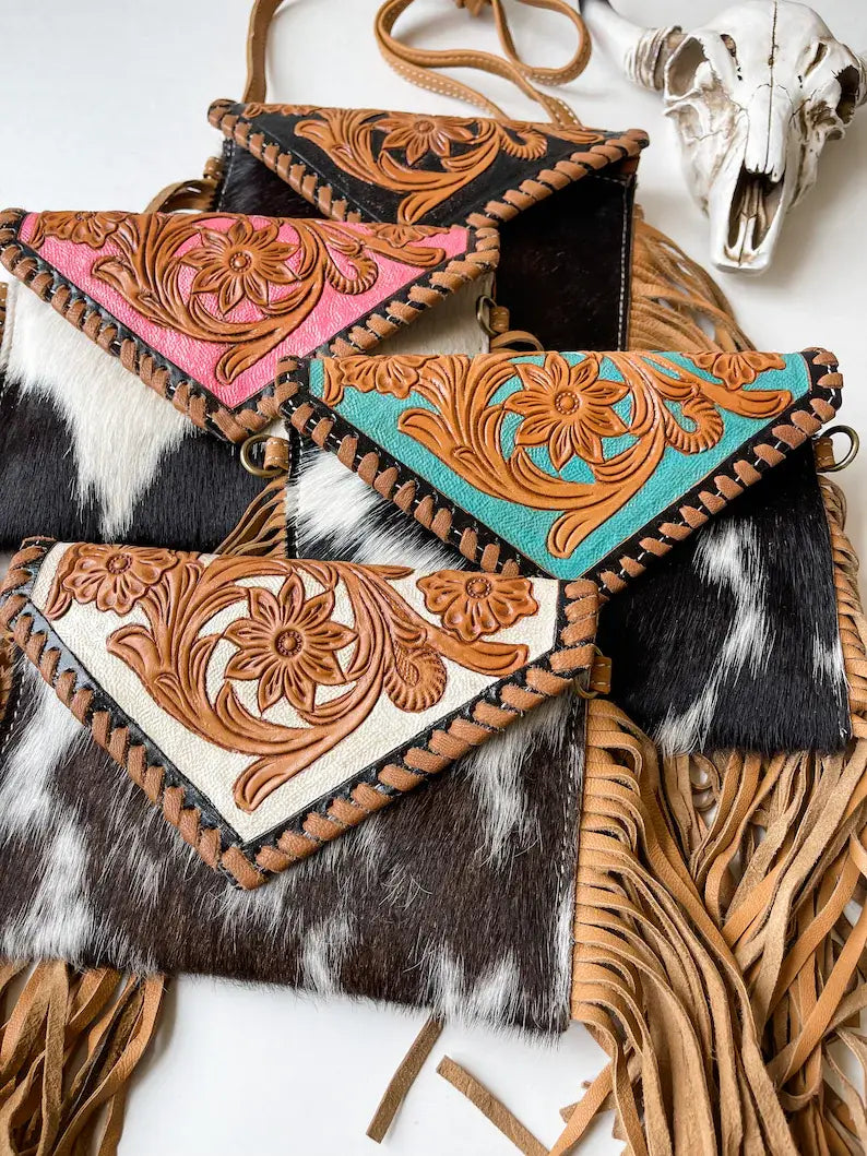 THE CASSIE - TOOLED crossbody Western Tooled Leather Cowhide