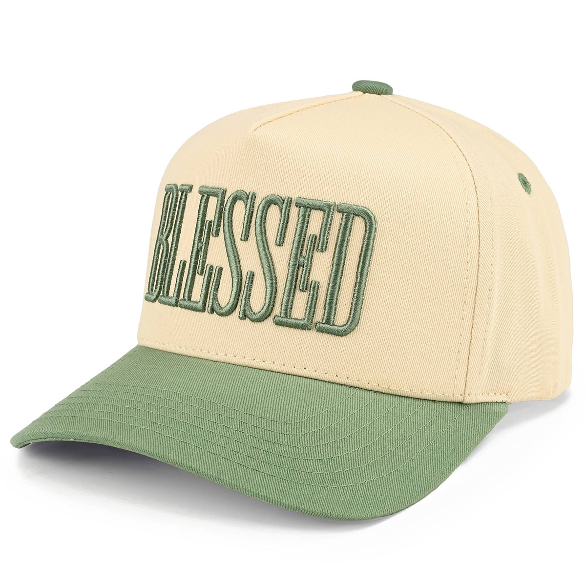 C.C BLESSED Letter Embroidered Two Tone Trucker Cap