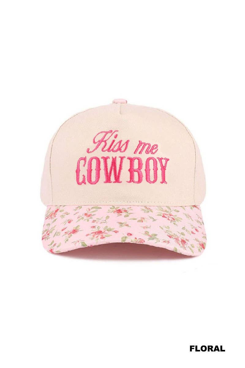 1014 Kiss Me Cowboy Two Tone Canvas Cotton Cap SI-28476