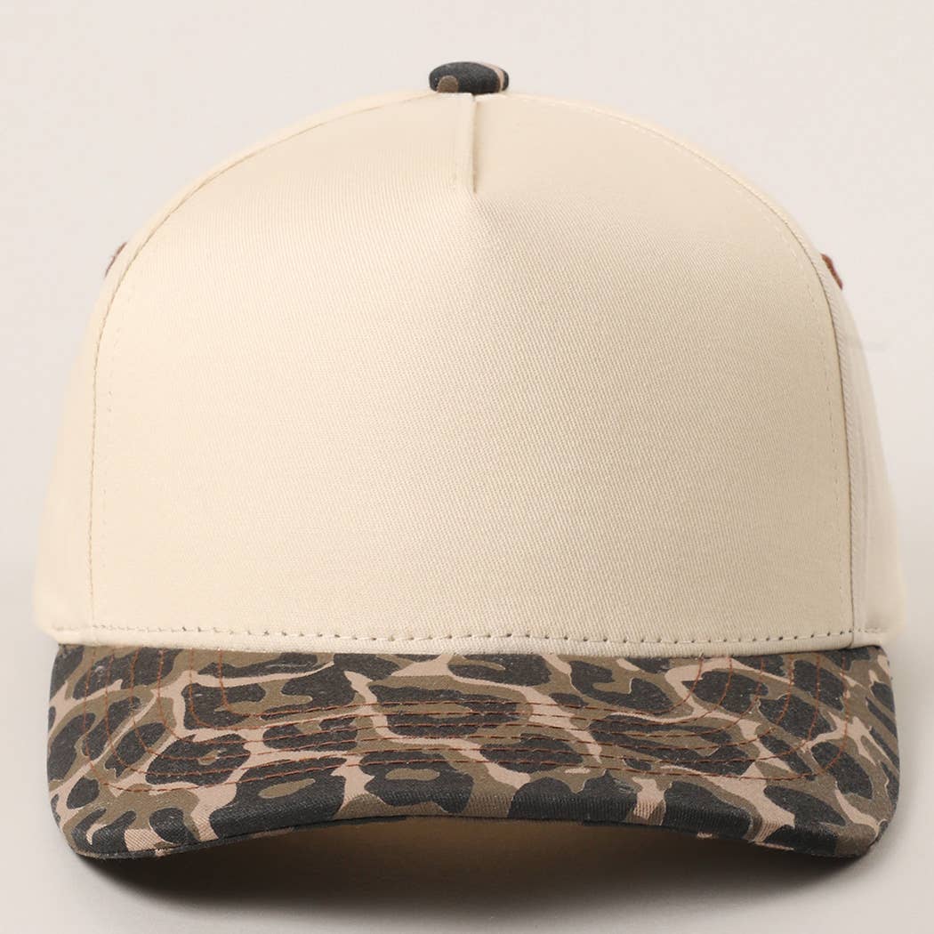 Two Tone Leopard Printed Canvas Trucker Hat