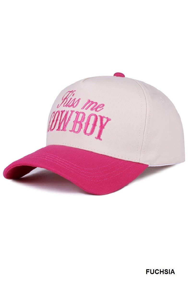 1014 Kiss Me Cowboy Two Tone Canvas Cotton Cap SI-28476