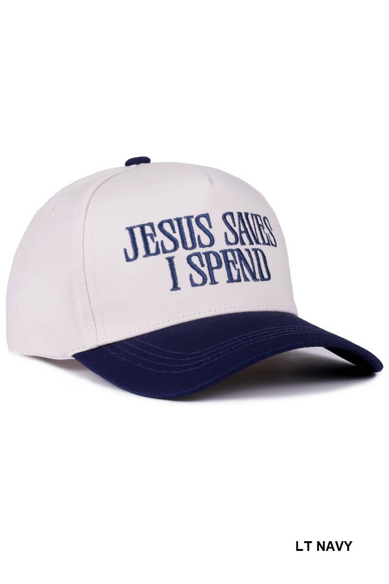 `Jesus Saves I Spend Two Tone Canvas Cotton Cap