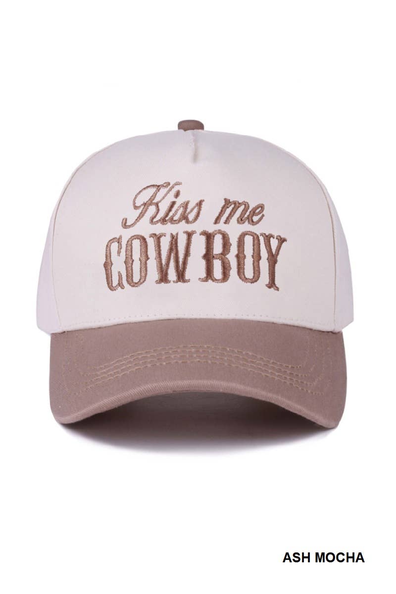 1014 Kiss Me Cowboy Two Tone Canvas Cotton Cap SI-28476